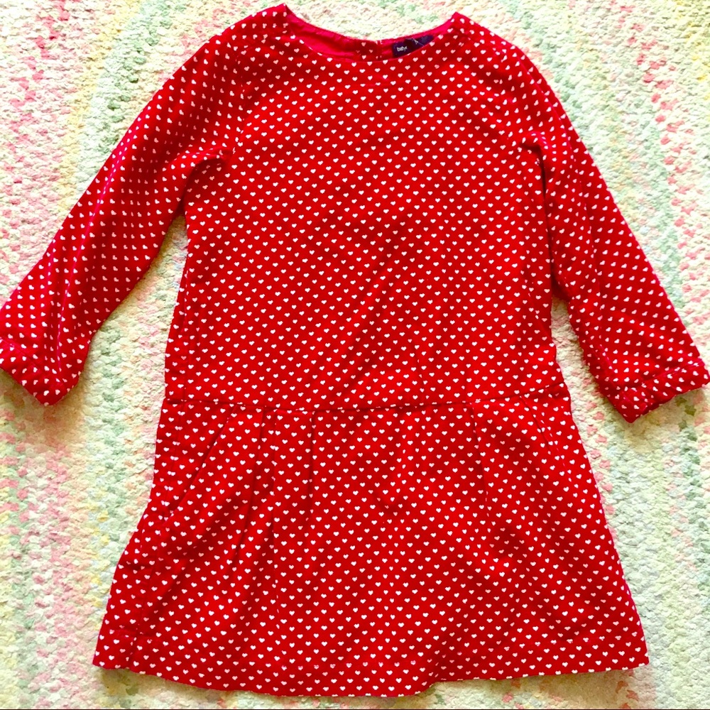 Red corduroy dress w/ white hearts